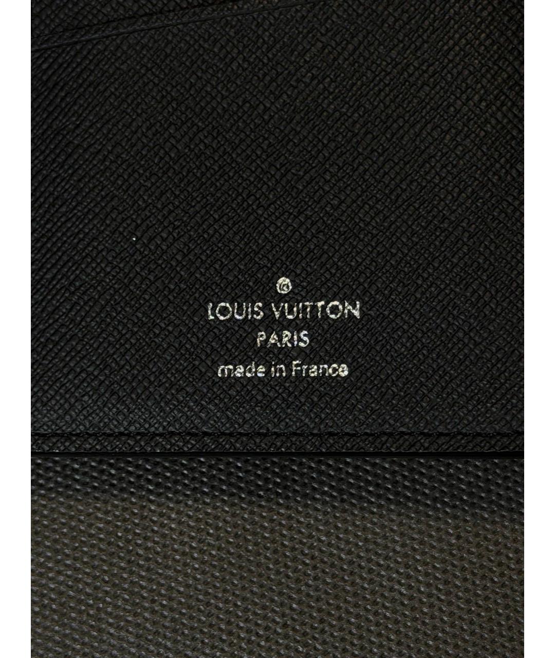 LOUIS VUITTON Черный кожаный кошелек, фото 3