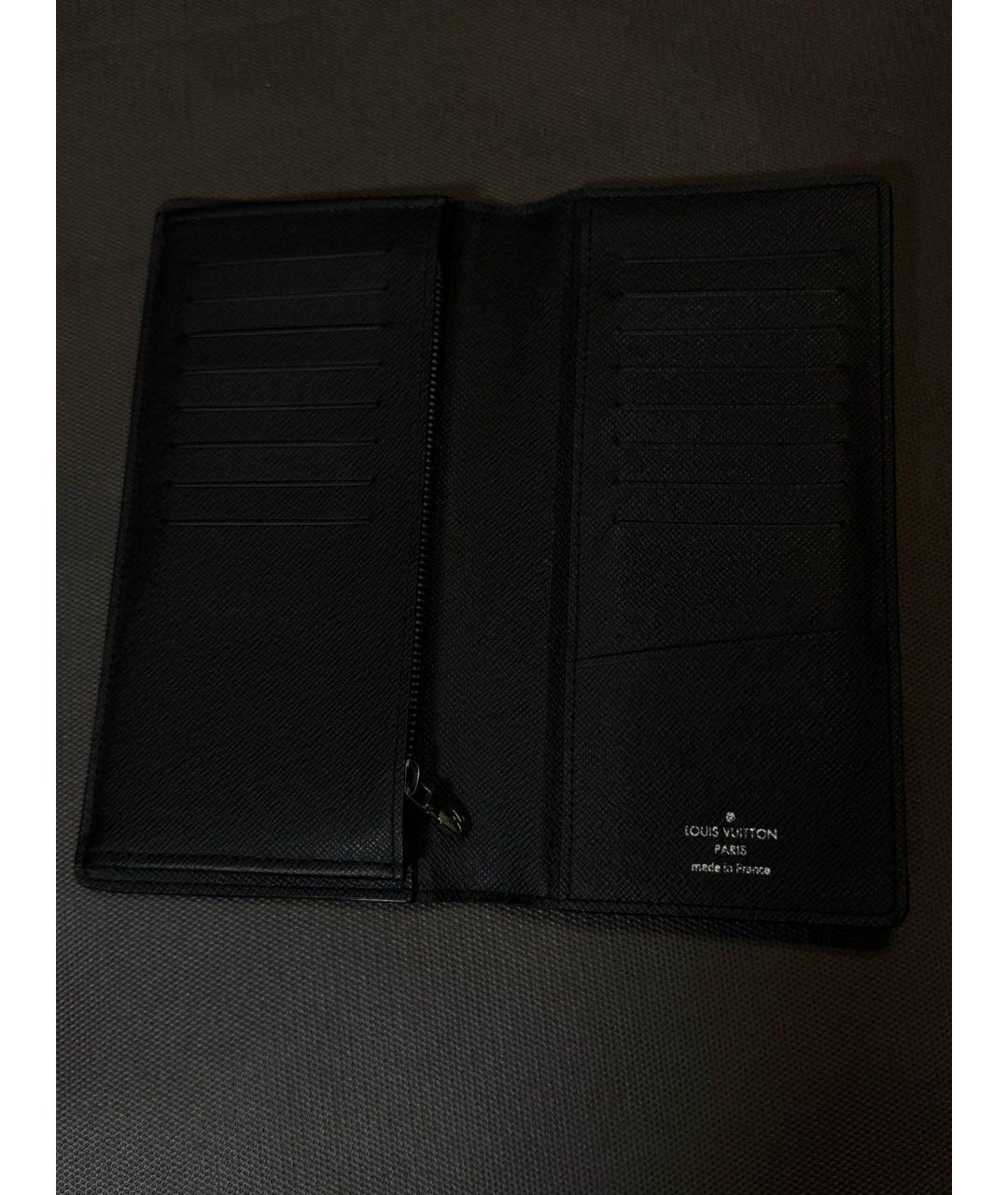 LOUIS VUITTON Черный кожаный кошелек, фото 4