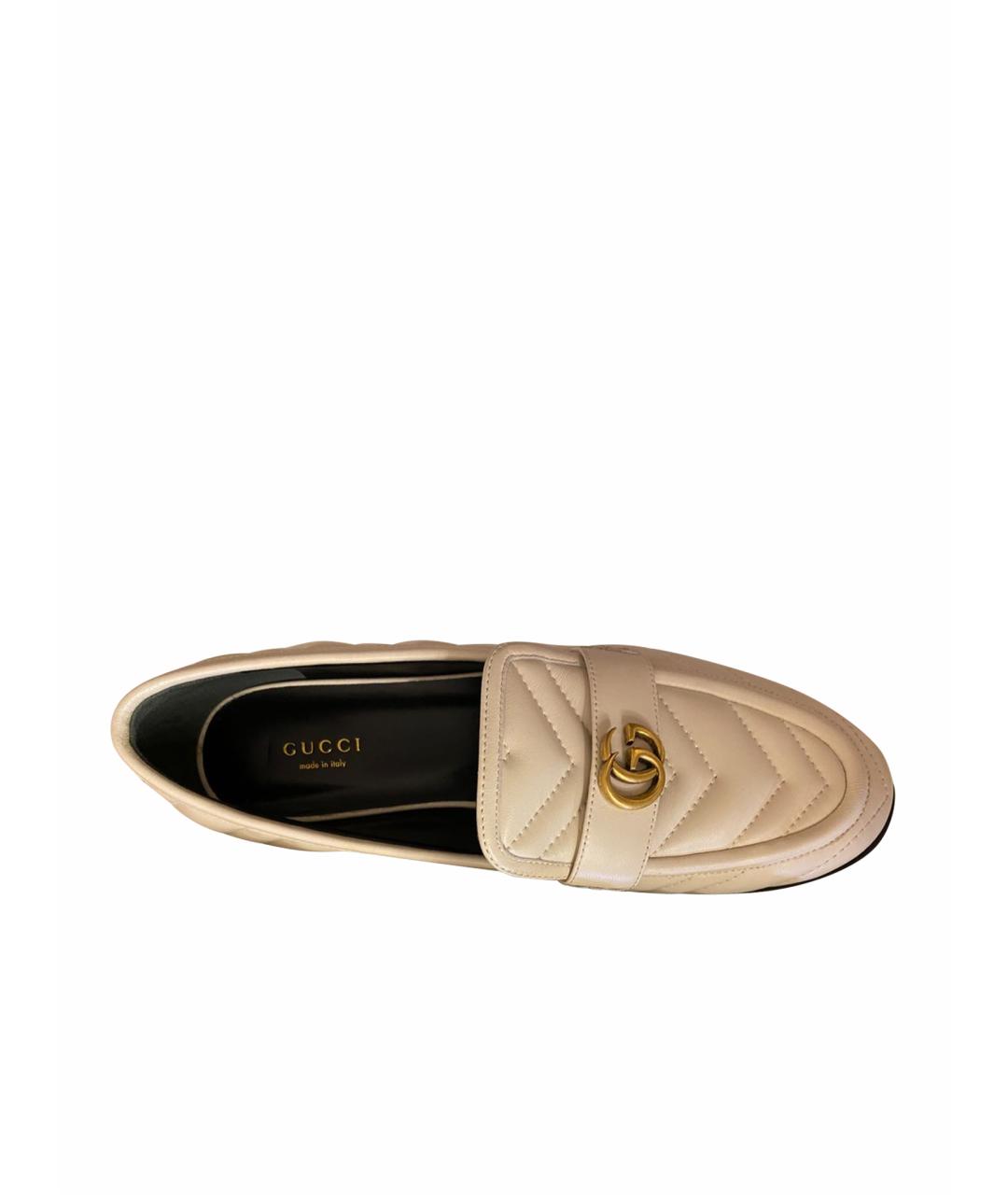 GUCCI Бежевые кожаные лоферы, фото 1