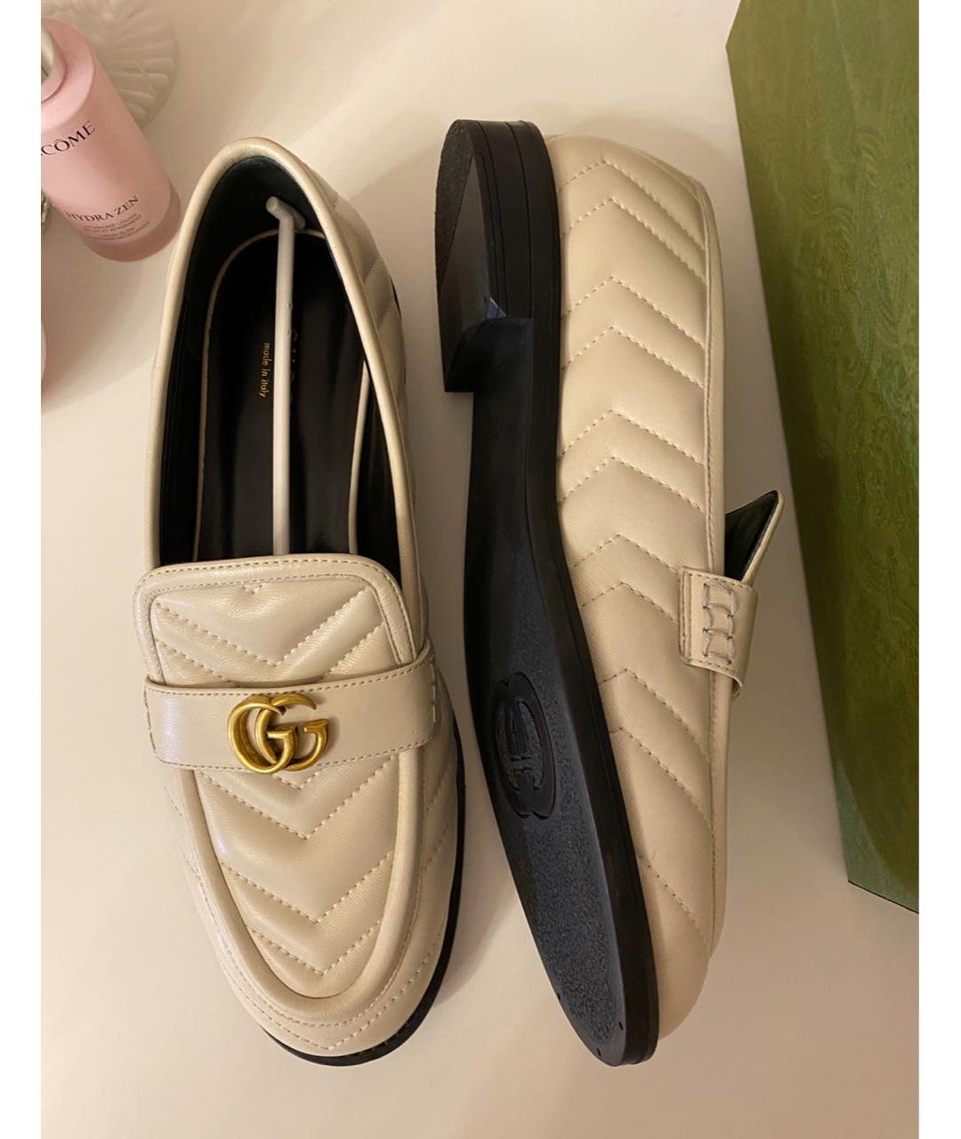 GUCCI Бежевые кожаные лоферы, фото 2