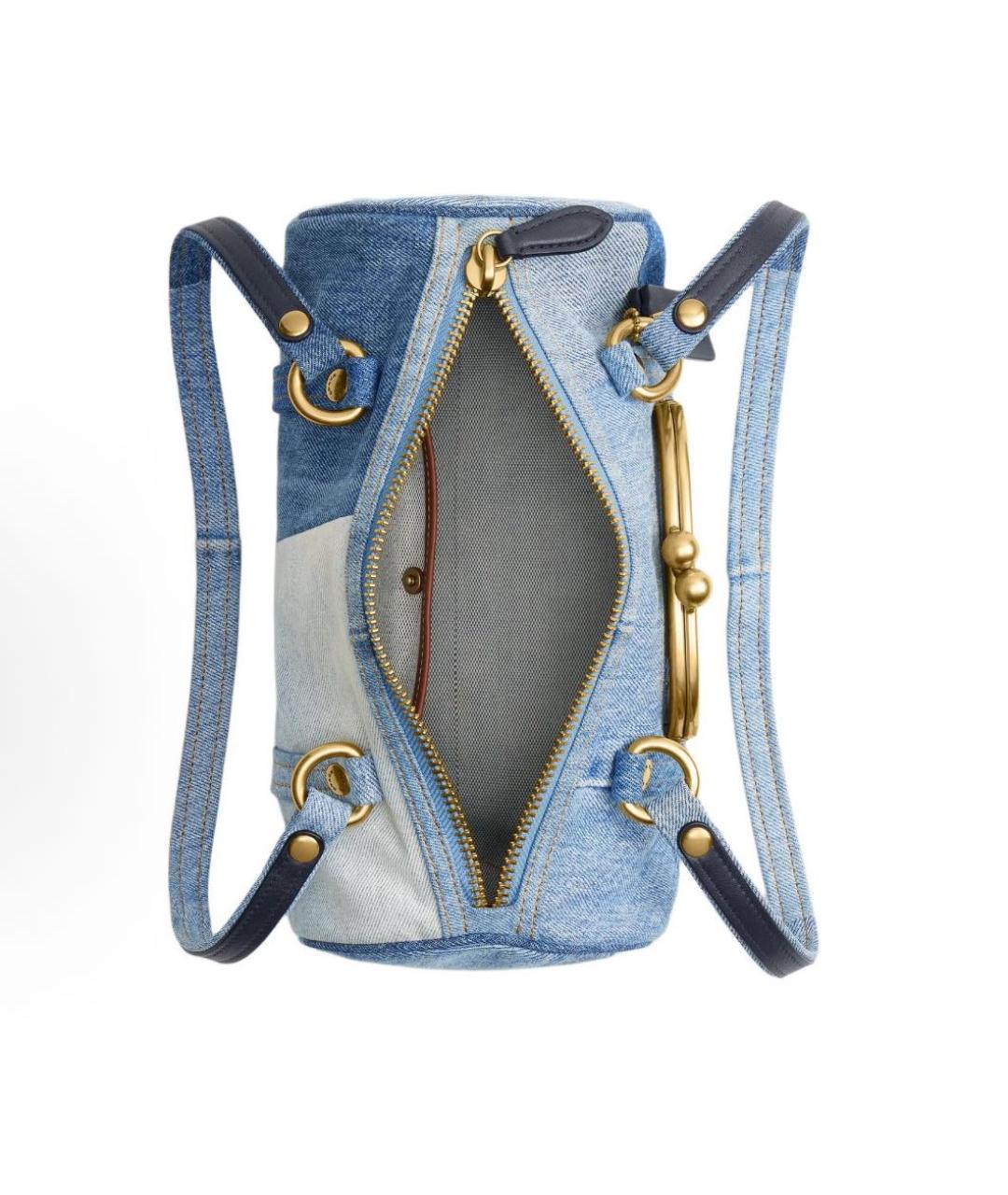 COACH Голубая деним сумка с короткими ручками, фото 3