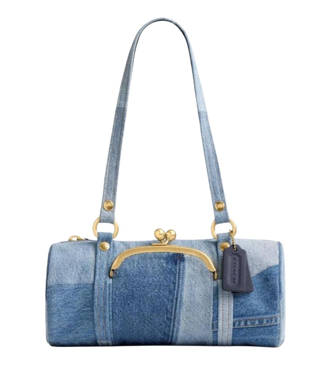 COACH Голубая деним сумка с короткими ручками, фото 1