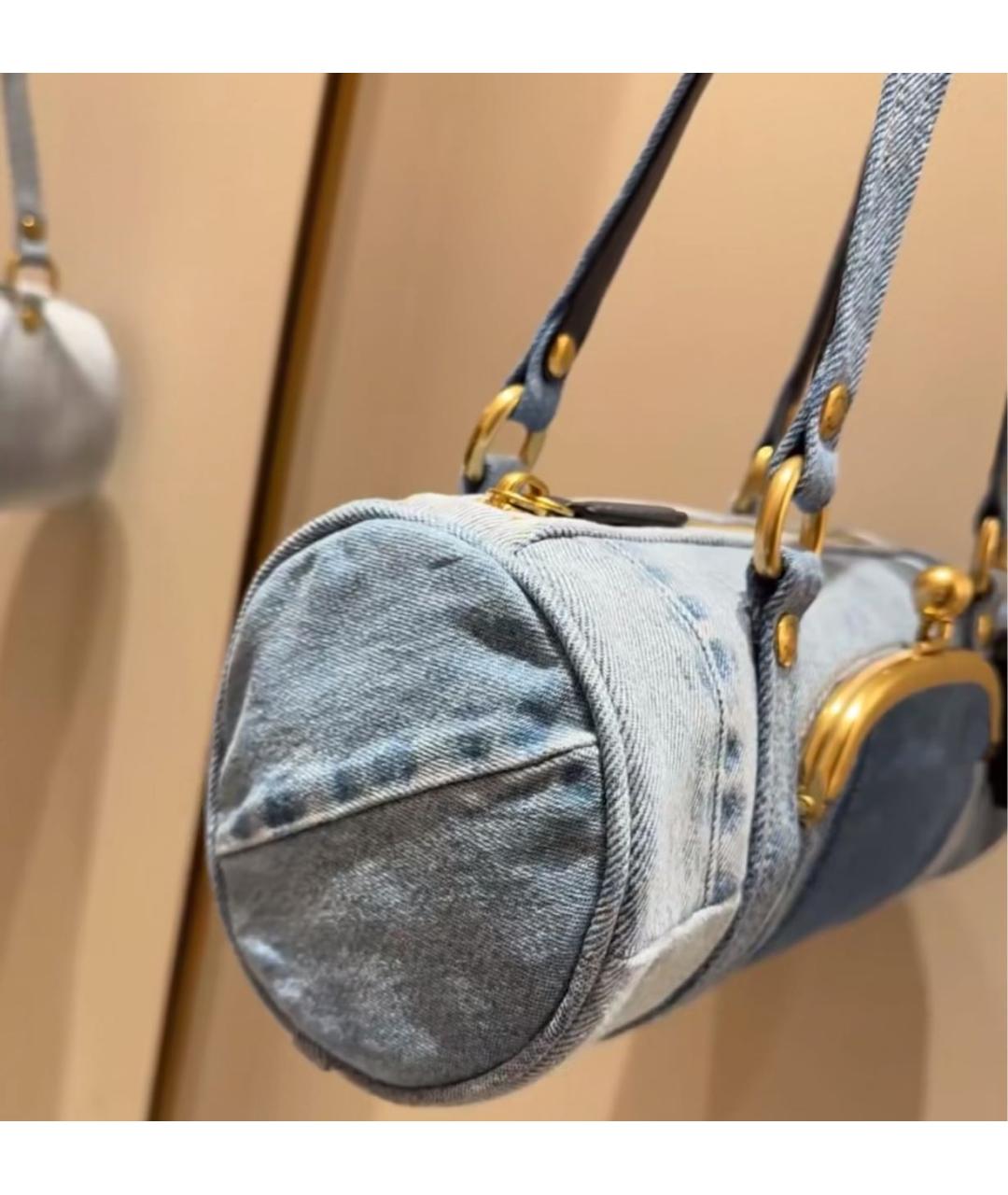 COACH Голубая деним сумка с короткими ручками, фото 5