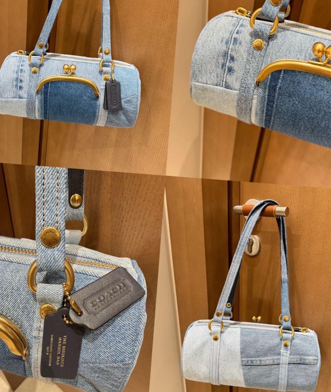 COACH Голубая деним сумка с короткими ручками, фото 8