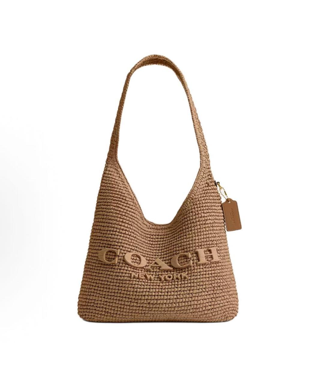 COACH Коричневая пелетеная сумка через плечо, фото 9