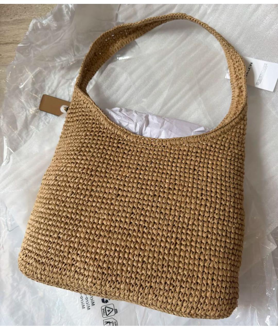 COACH Коричневая пелетеная сумка через плечо, фото 7