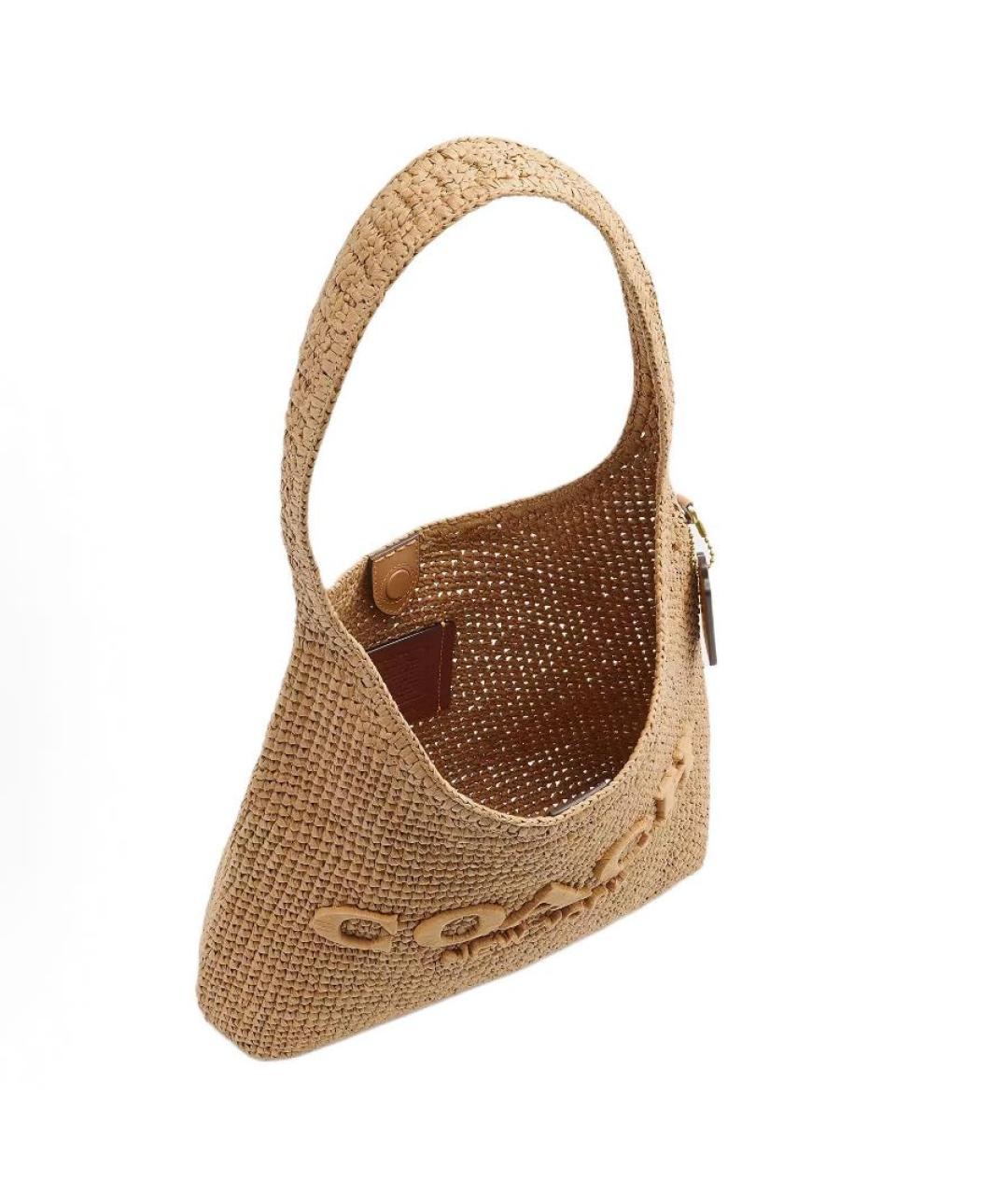 COACH Коричневая пелетеная сумка через плечо, фото 3