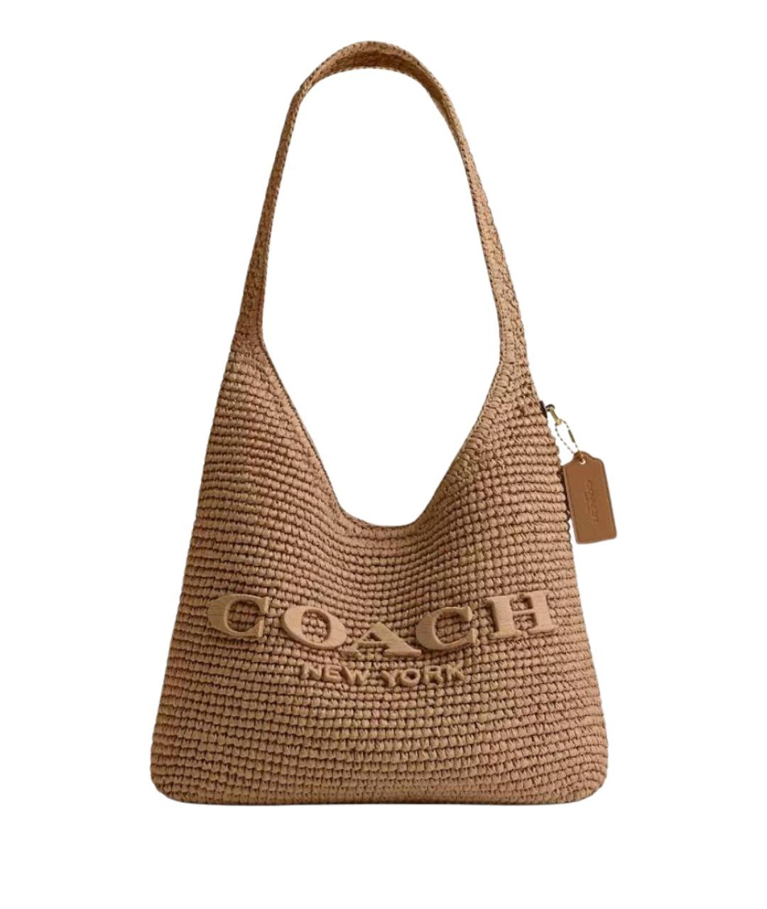 COACH Коричневая пелетеная сумка через плечо, фото 1
