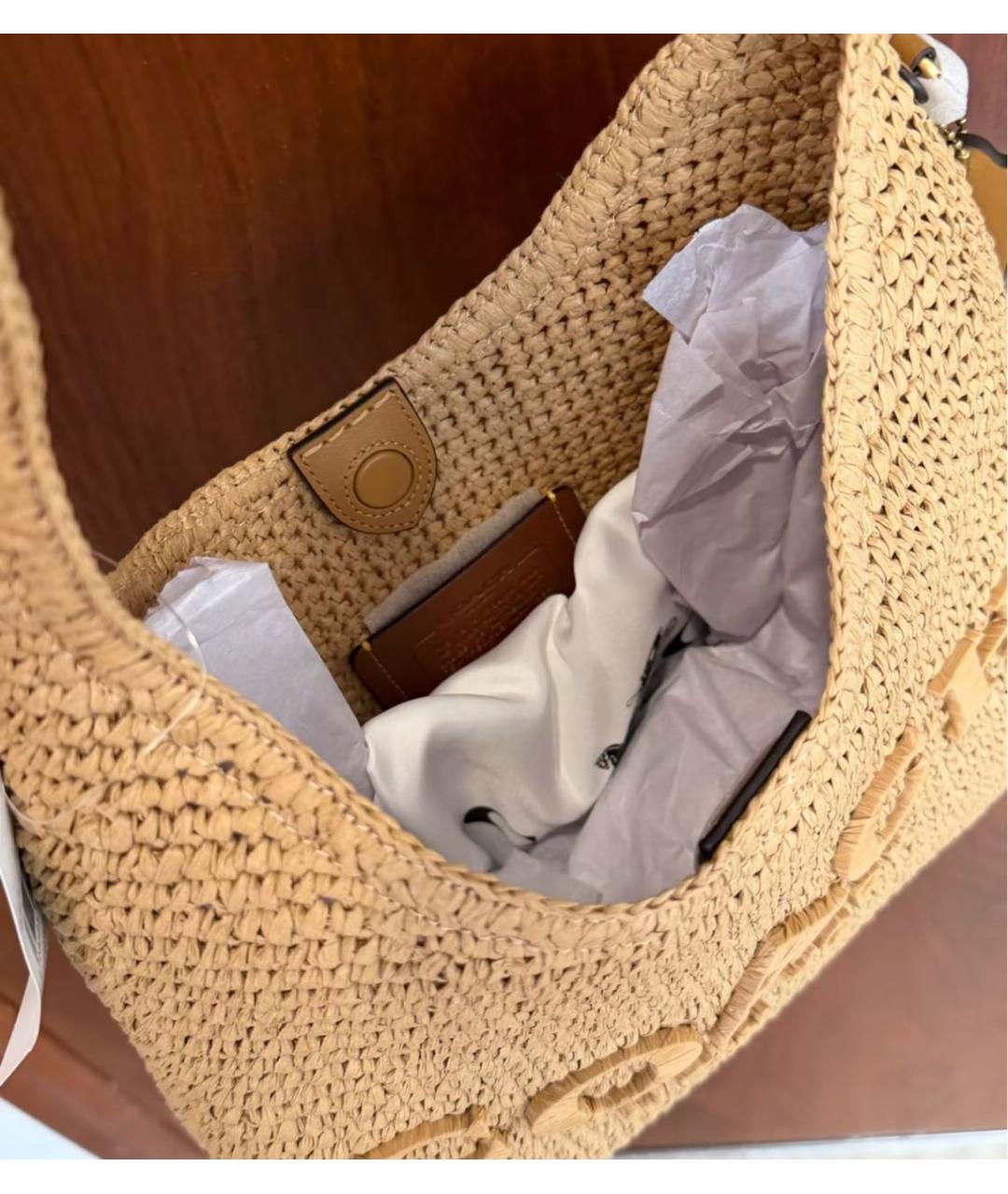 COACH Коричневая пелетеная сумка через плечо, фото 8