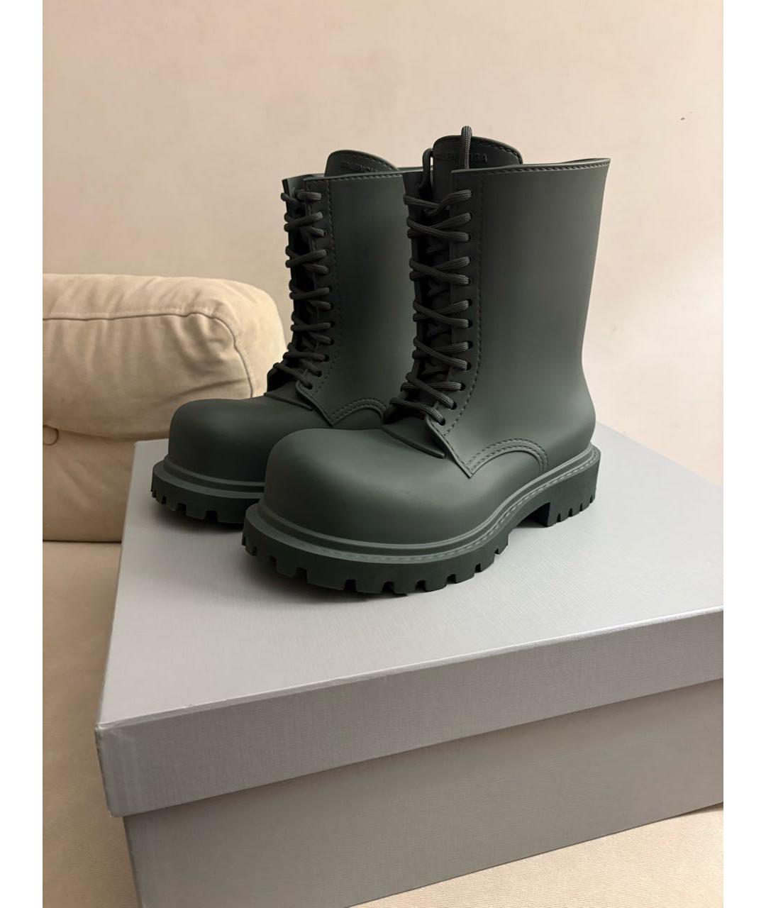 BALENCIAGA Хаки резиновые высокие ботинки, фото 2