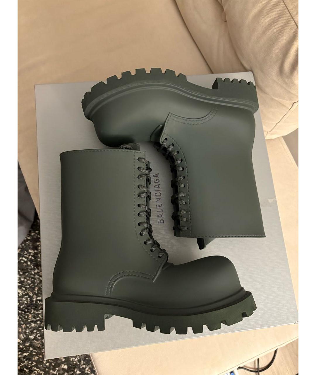 BALENCIAGA Хаки резиновые высокие ботинки, фото 8