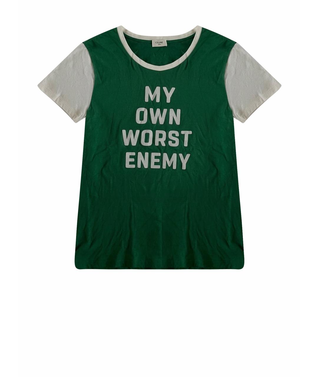 CELINE Зеленая хлопковая футболка, фото 1