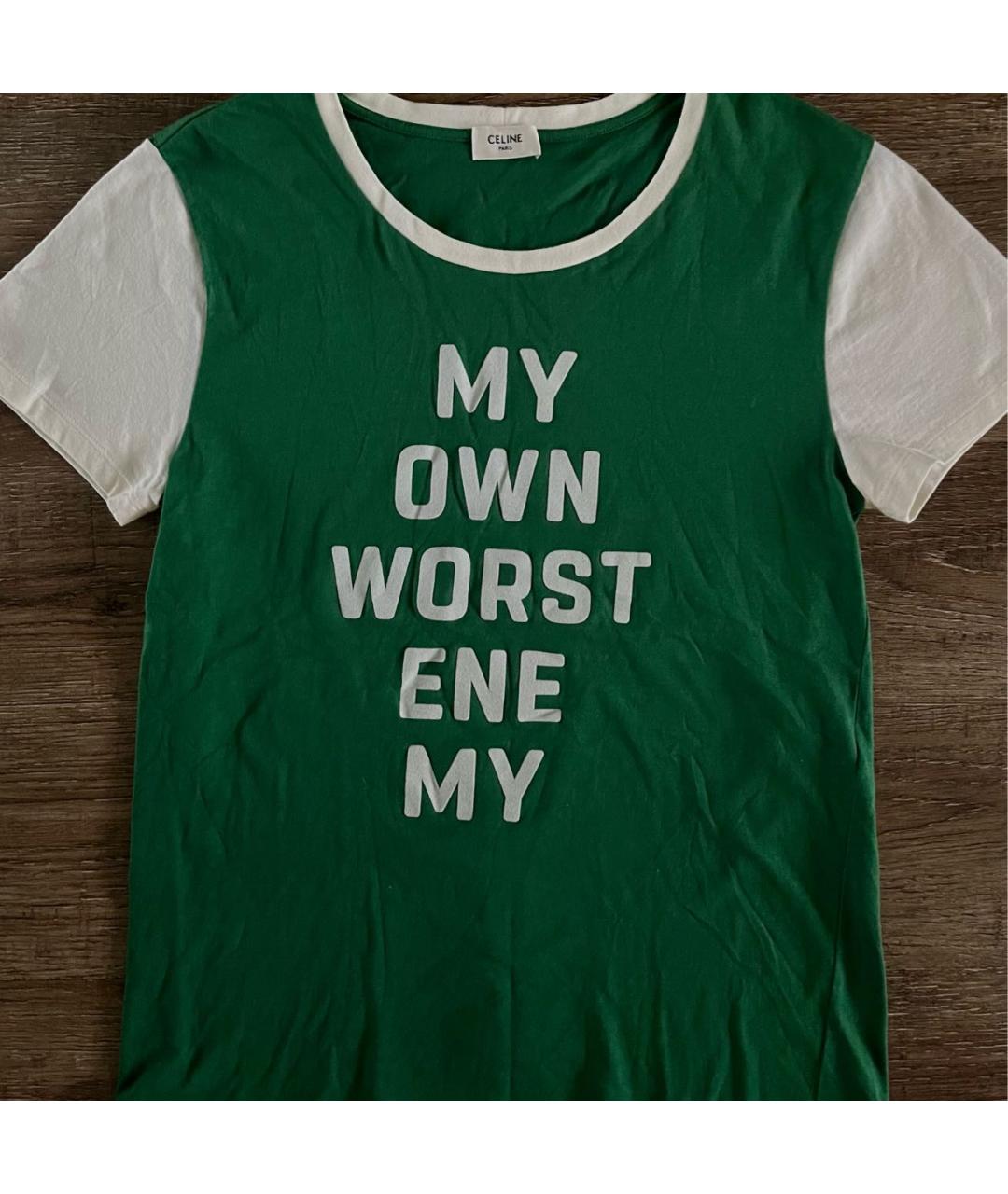 CELINE Зеленая хлопковая футболка, фото 7