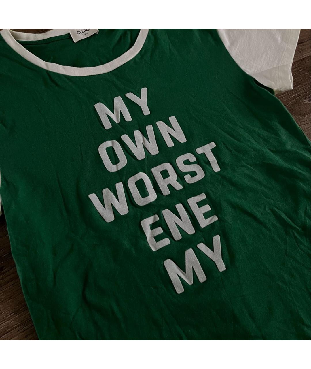 CELINE Зеленая хлопковая футболка, фото 3