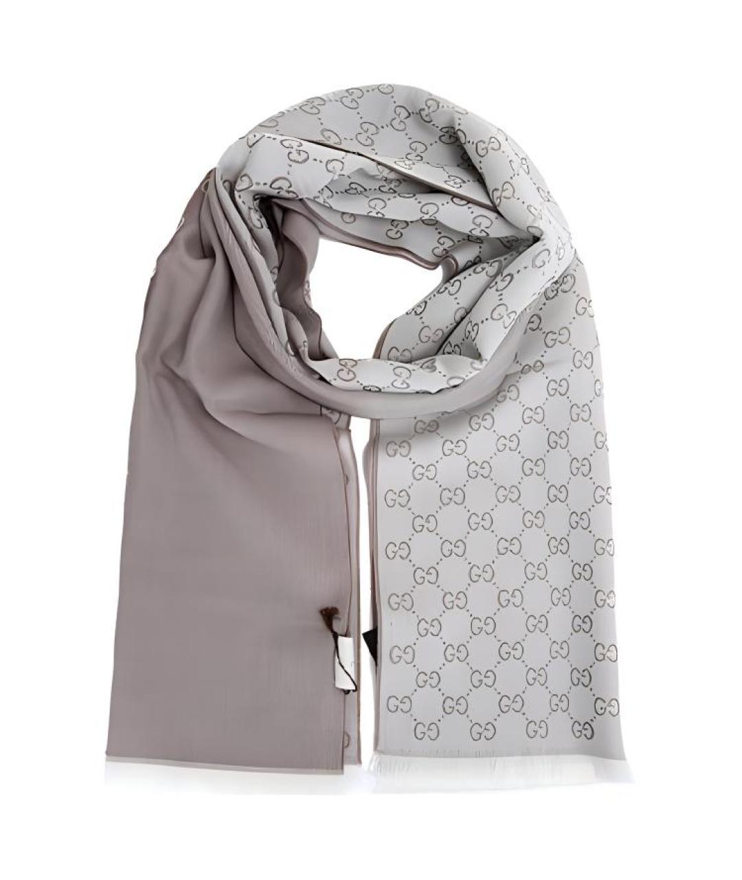 GUCCI Серый шарф, фото 1