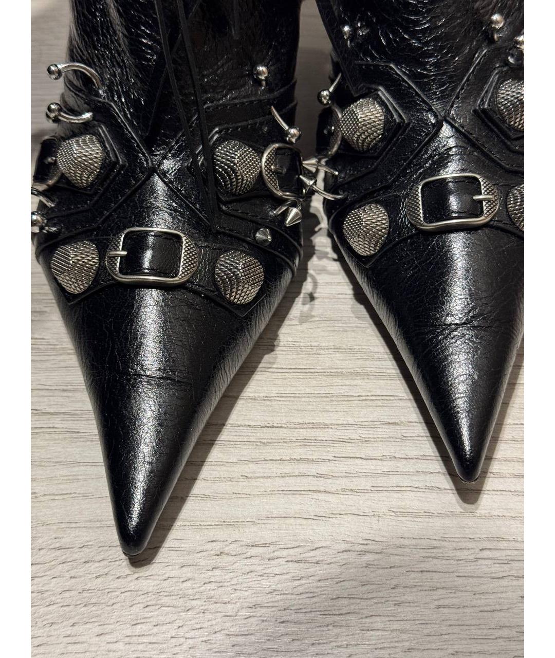 BALENCIAGA Черные кожаные ботфорты, фото 3