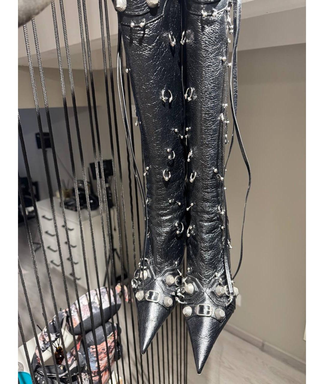 BALENCIAGA Черные кожаные ботфорты, фото 2