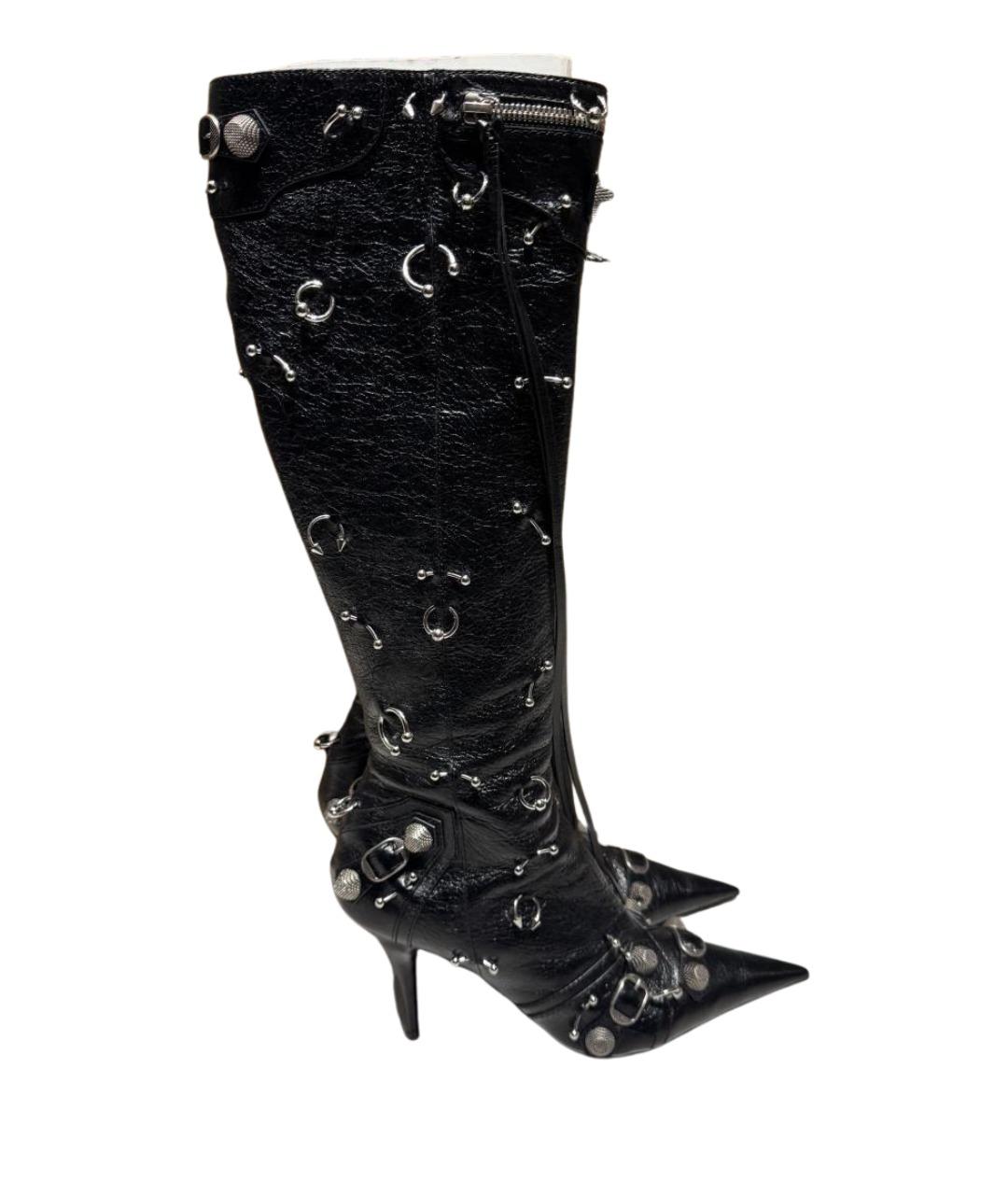 BALENCIAGA Черные кожаные ботфорты, фото 1