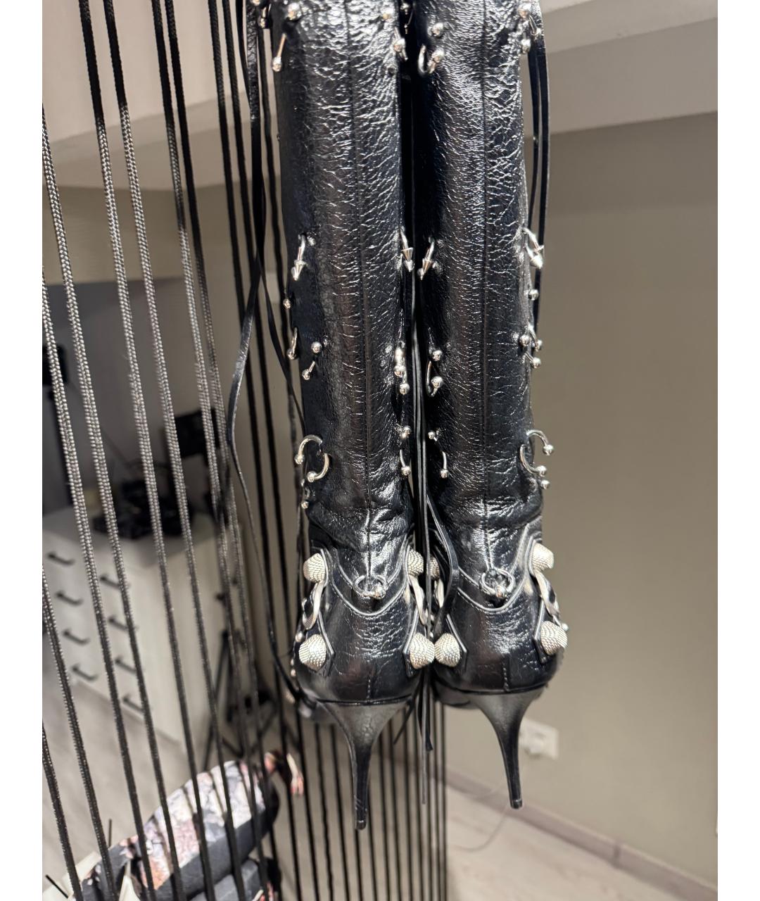 BALENCIAGA Черные кожаные ботфорты, фото 4