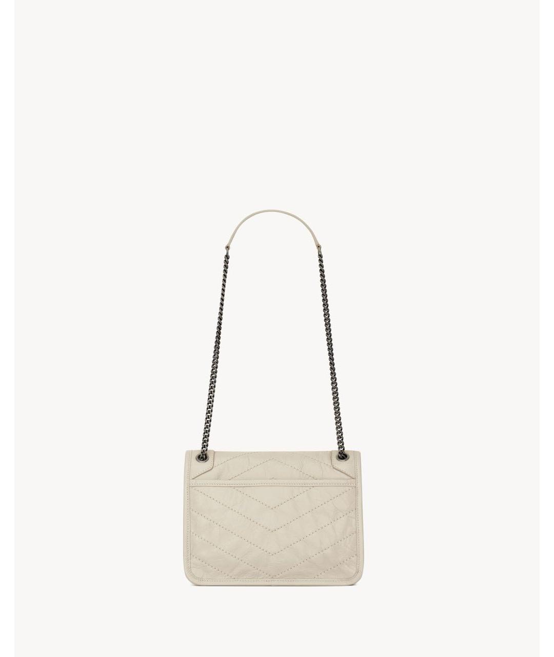 SAINT LAURENT Белая кожаная сумка через плечо, фото 2