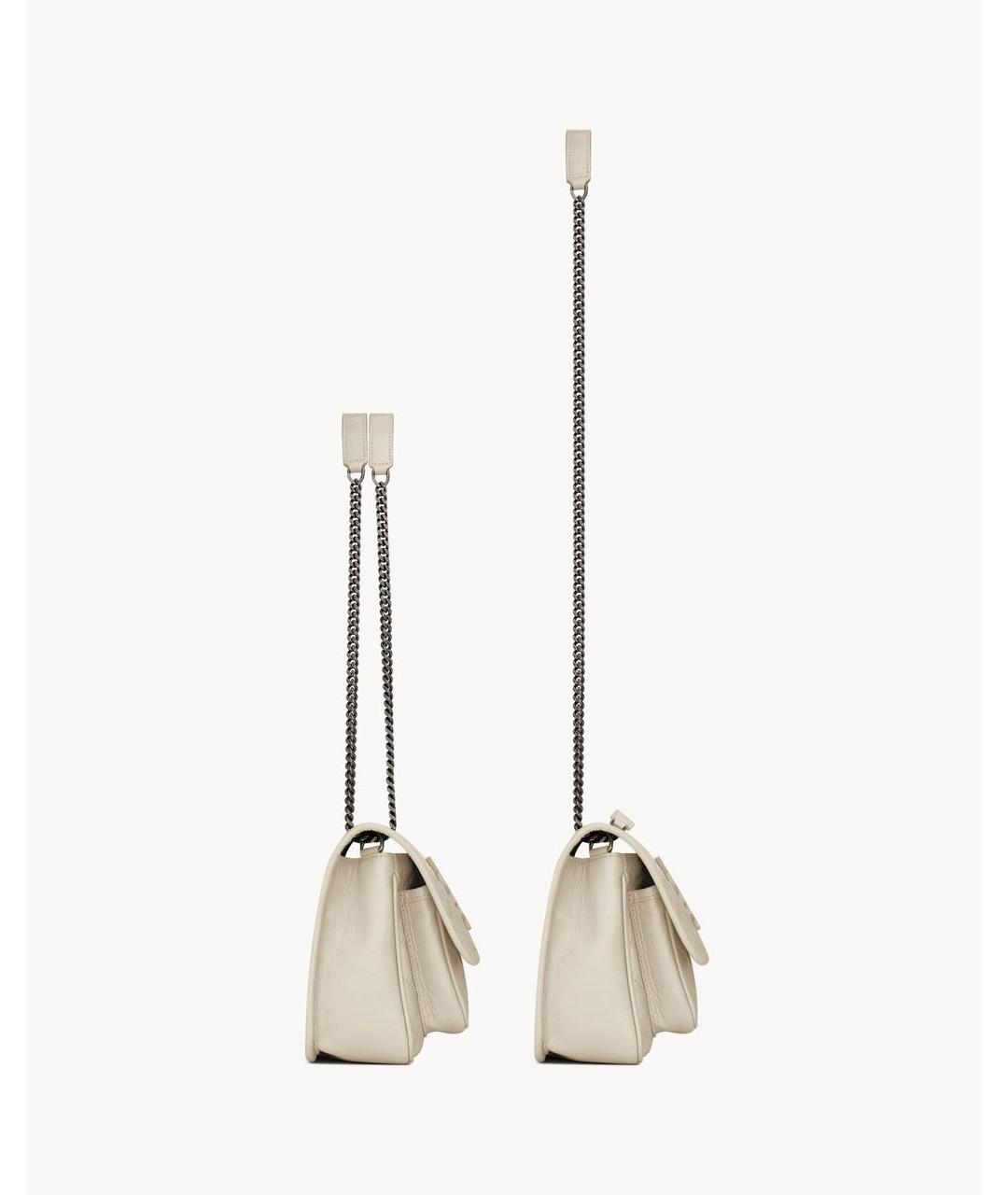 SAINT LAURENT Белая кожаная сумка через плечо, фото 3