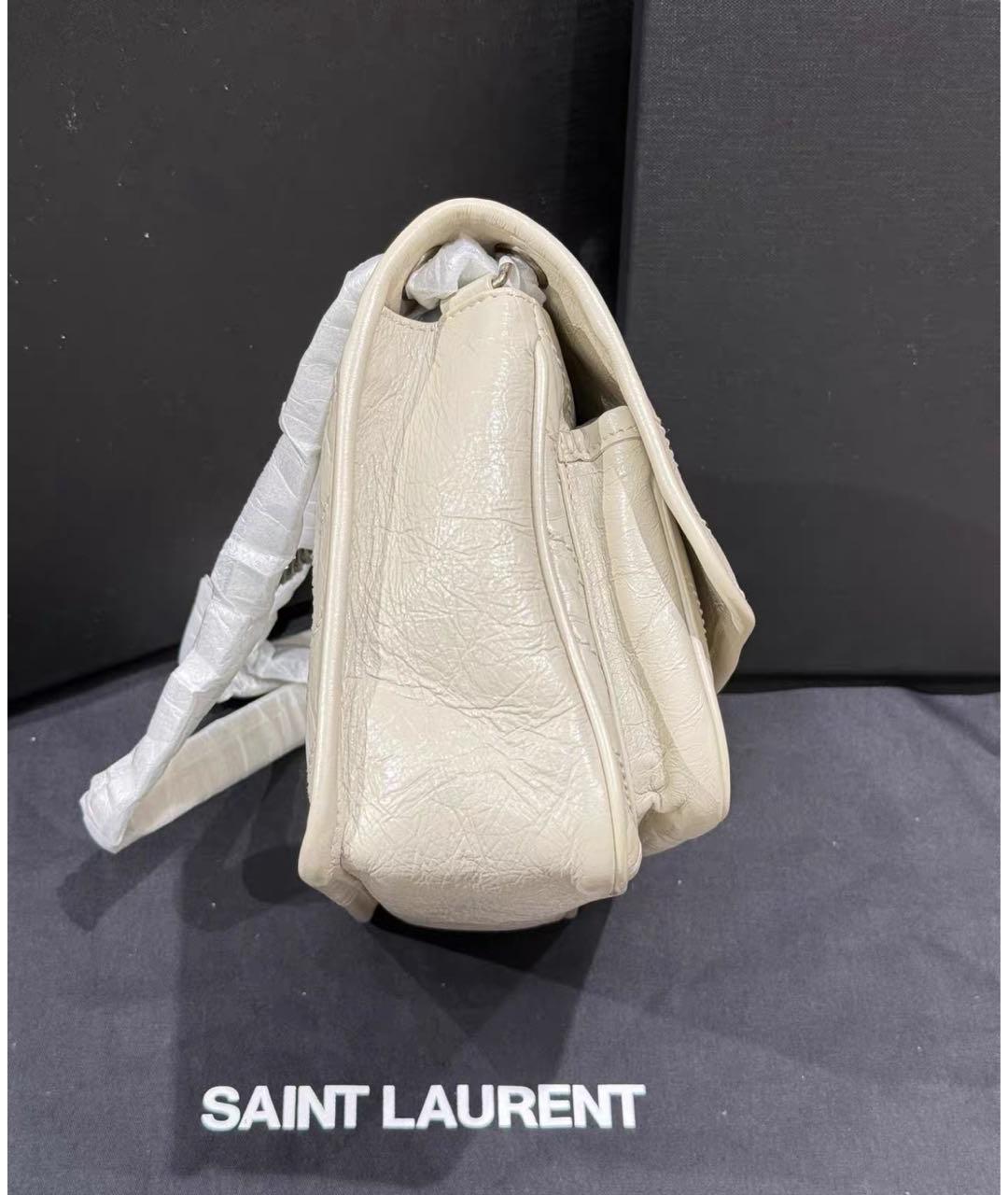 SAINT LAURENT Белая кожаная сумка через плечо, фото 6