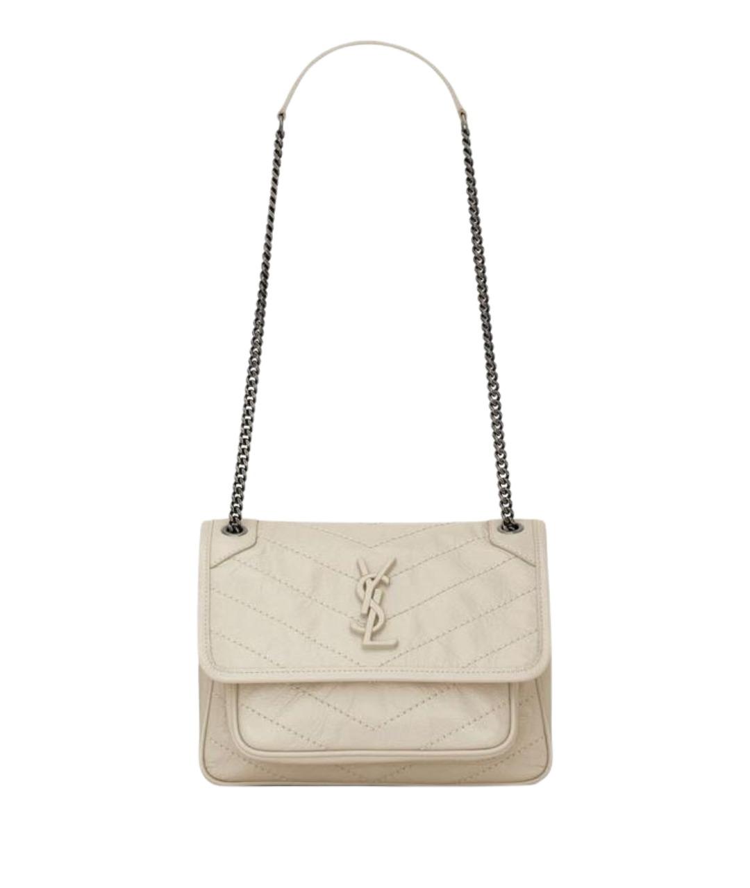 SAINT LAURENT Белая кожаная сумка через плечо, фото 1