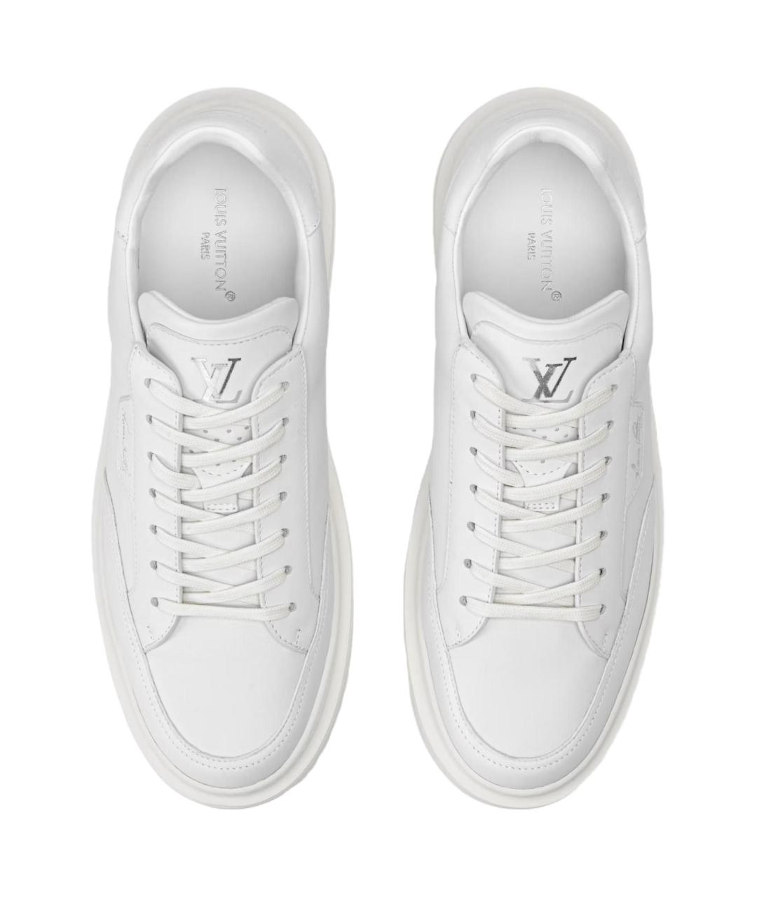 LOUIS VUITTON Белые кожаные низкие кроссовки / кеды, фото 4