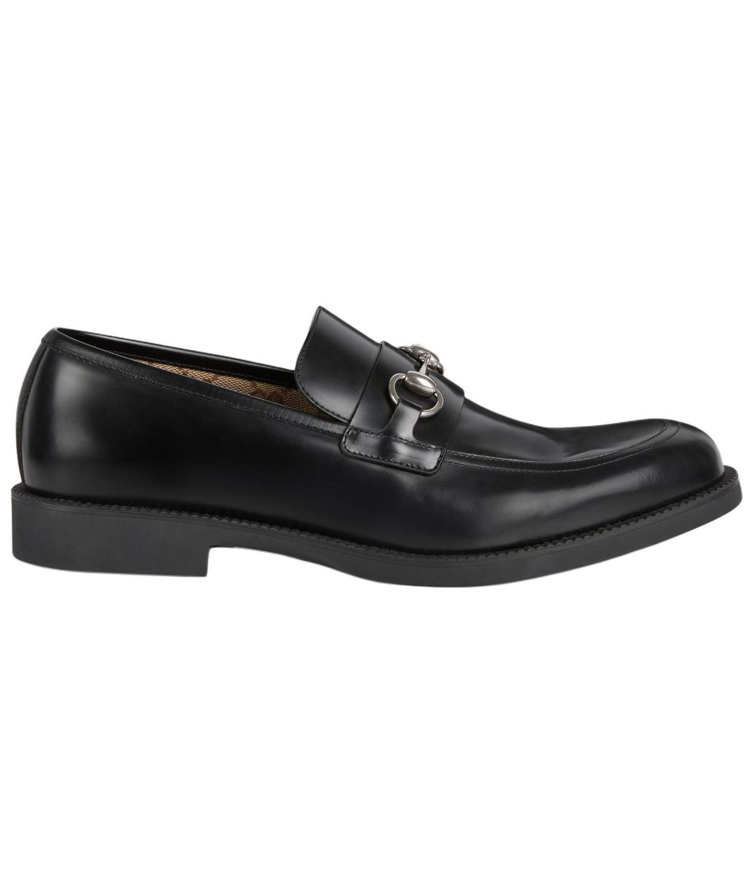GUCCI Черные кожаные лоферы, фото 1