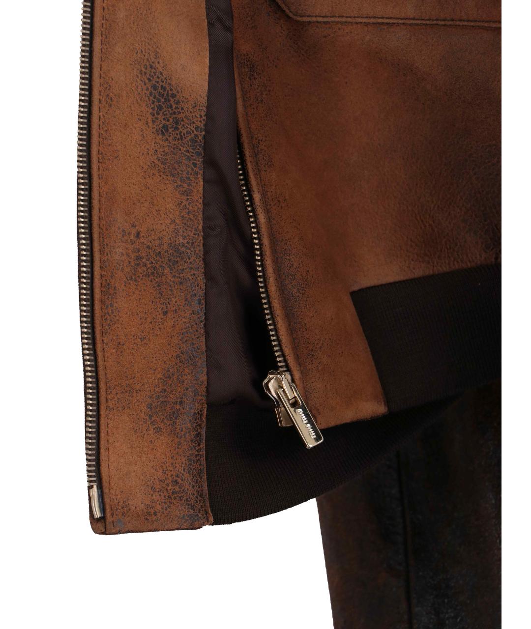 MIU MIU Коричневая кожаная куртка, фото 6