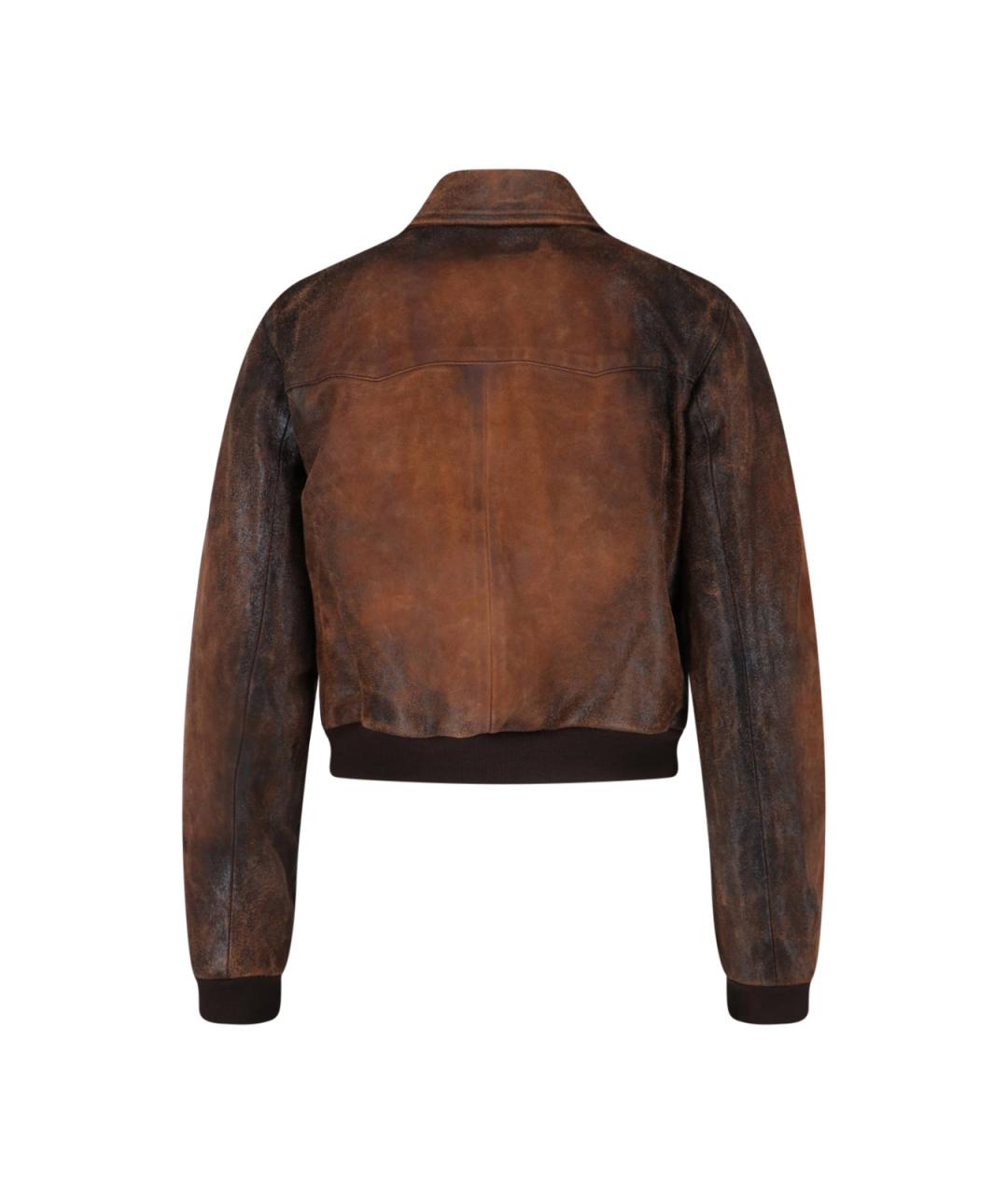 MIU MIU Коричневая кожаная куртка, фото 2