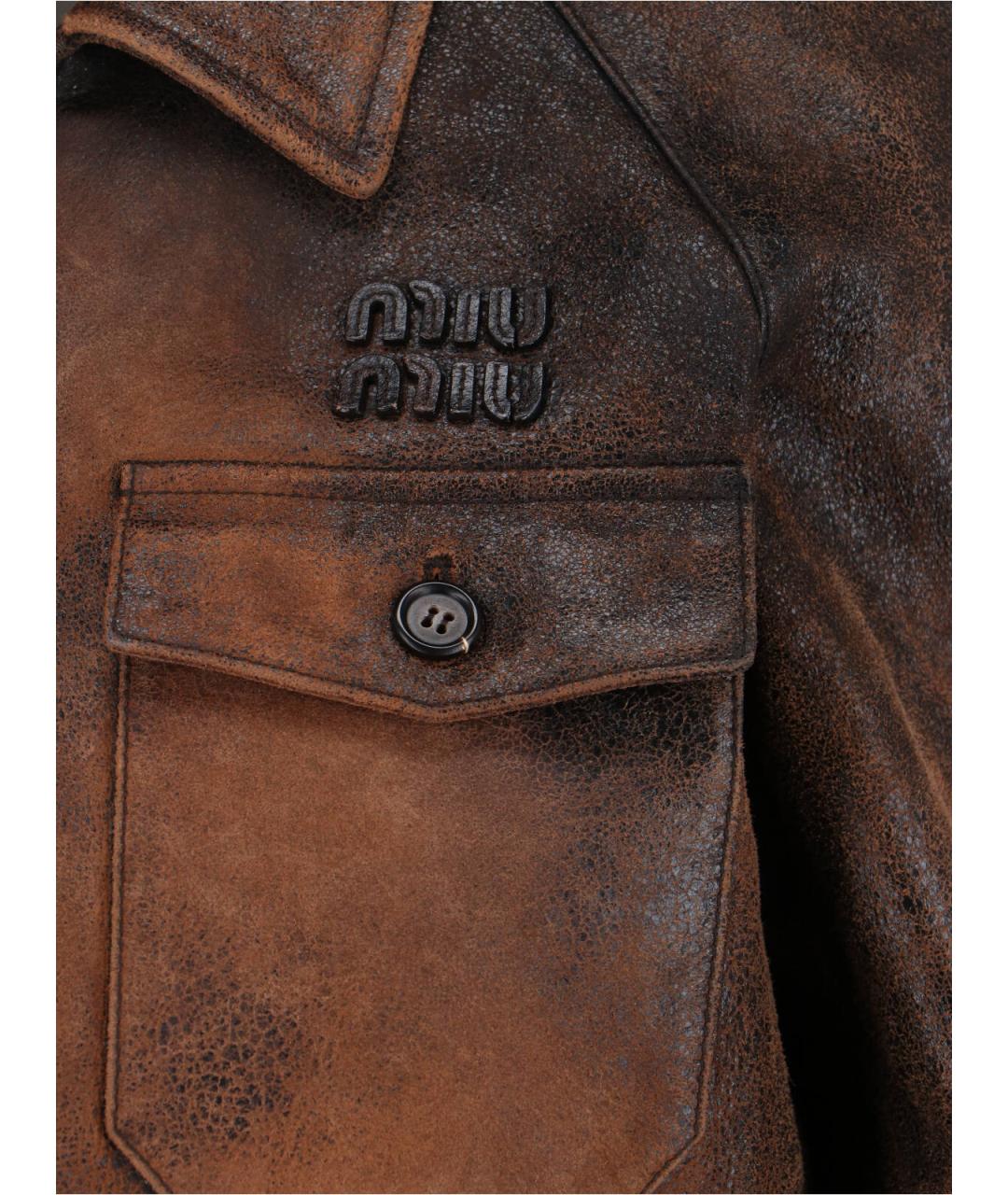 MIU MIU Коричневая кожаная куртка, фото 4