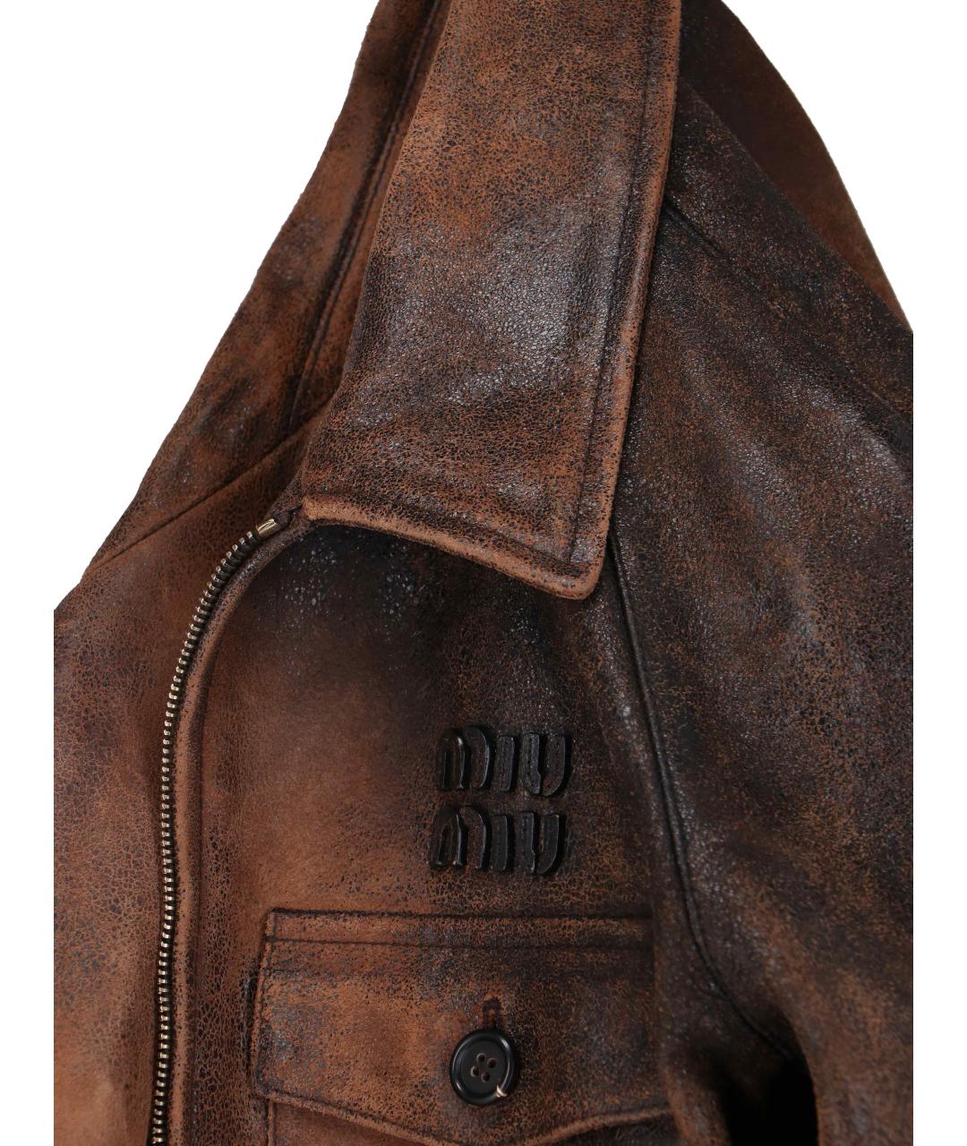 MIU MIU Коричневая кожаная куртка, фото 7