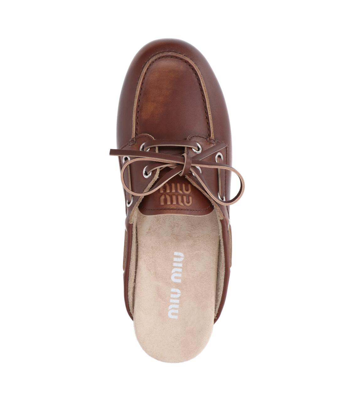 MIU MIU Коричневые кожаные мюли, фото 5