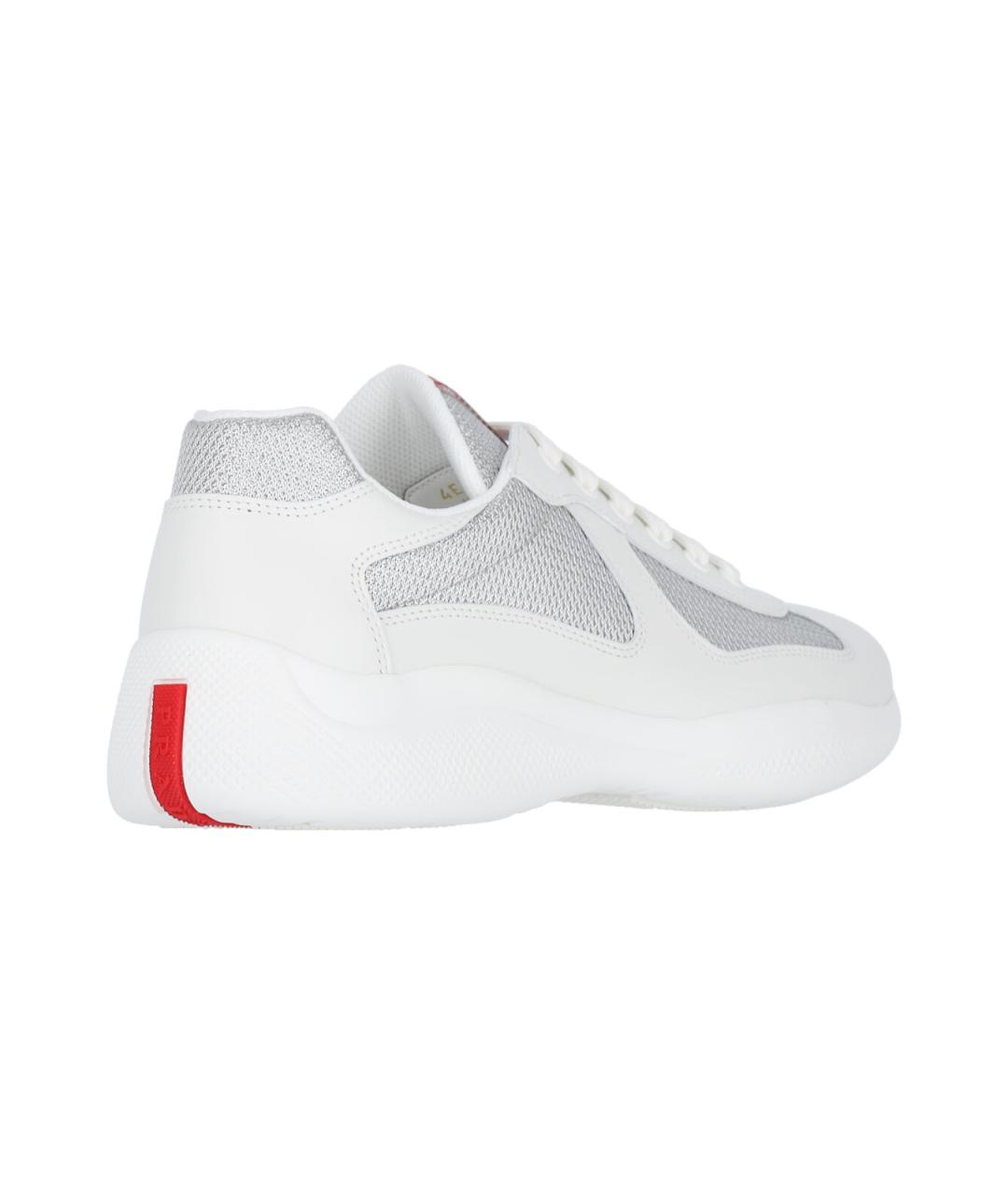 PRADA Белые текстильные низкие кроссовки / кеды, фото 4