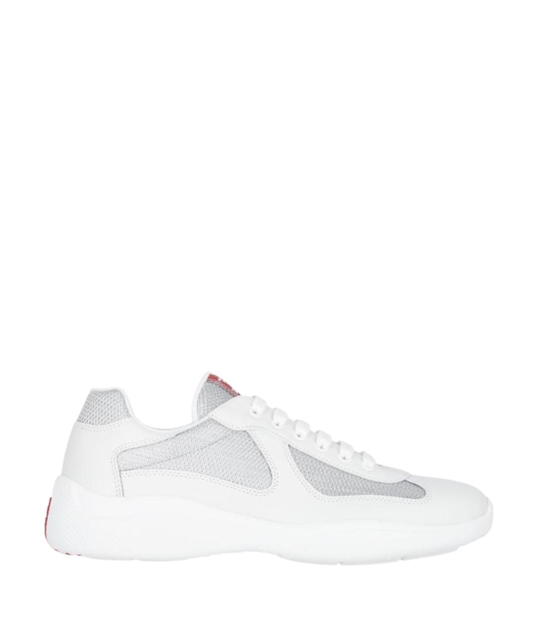 PRADA Белые текстильные низкие кроссовки / кеды, фото 1