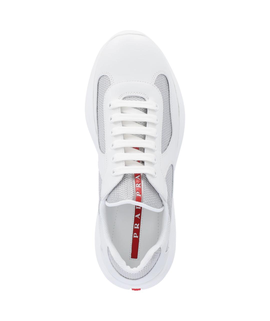 PRADA Белые текстильные низкие кроссовки / кеды, фото 5