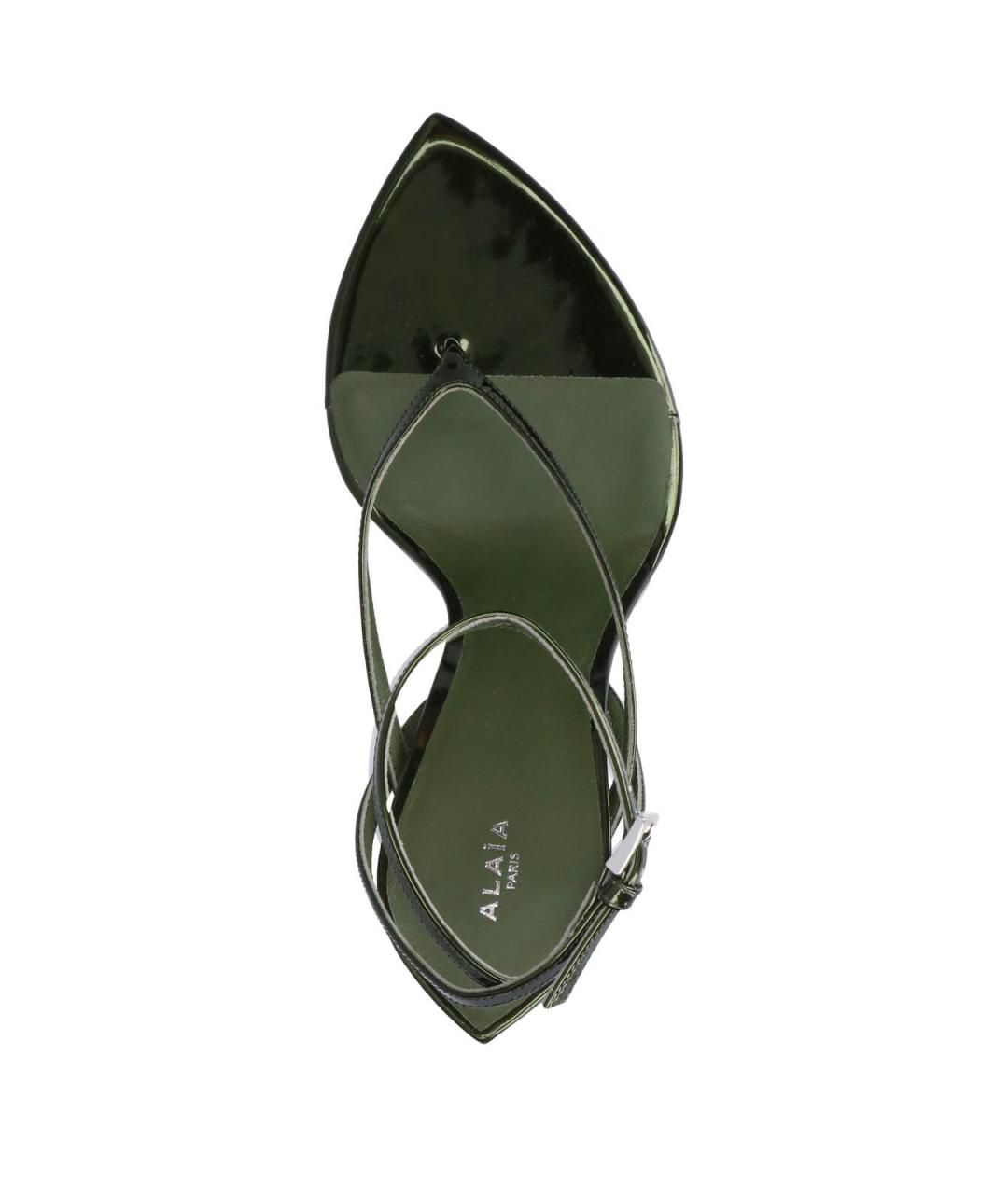 ALAIA Зеленые кожаные босоножки, фото 5