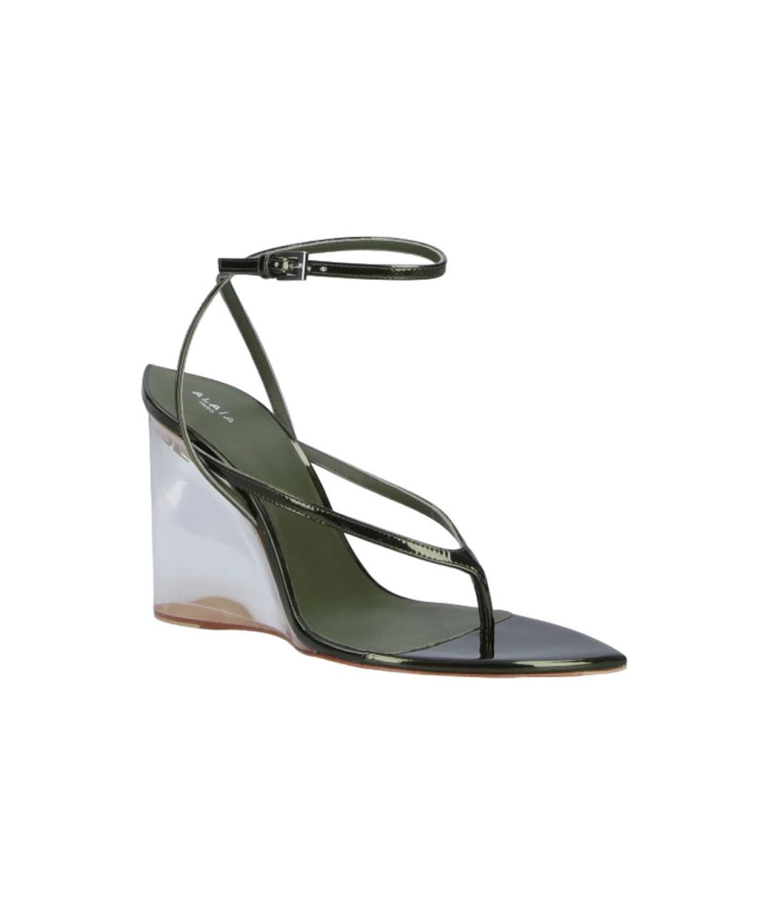 ALAIA Зеленые кожаные босоножки, фото 2