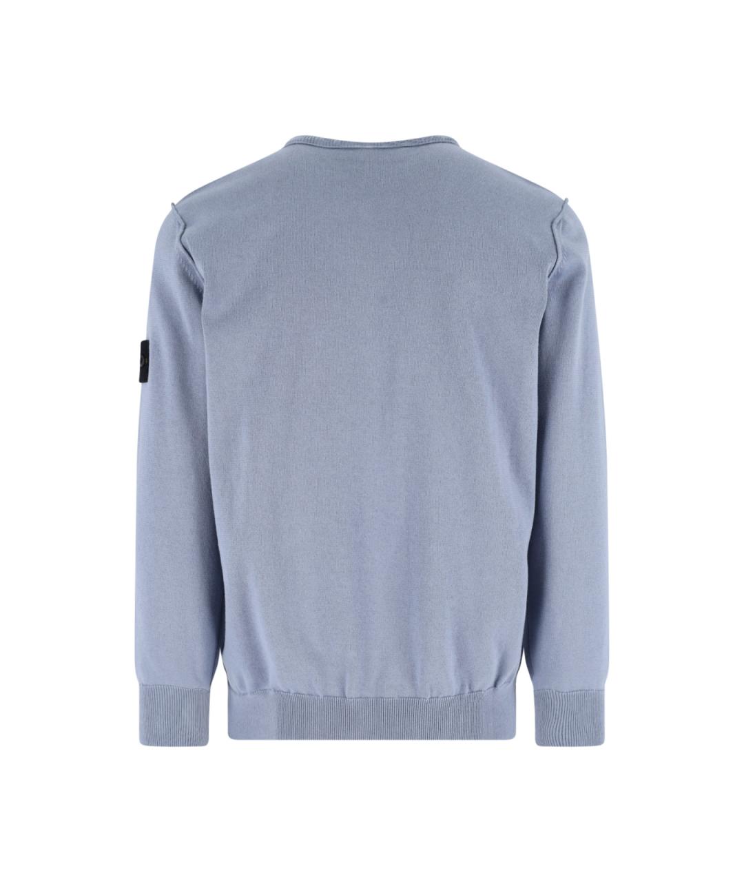 STONE ISLAND Голубой хлопковый джемпер / свитер, фото 2