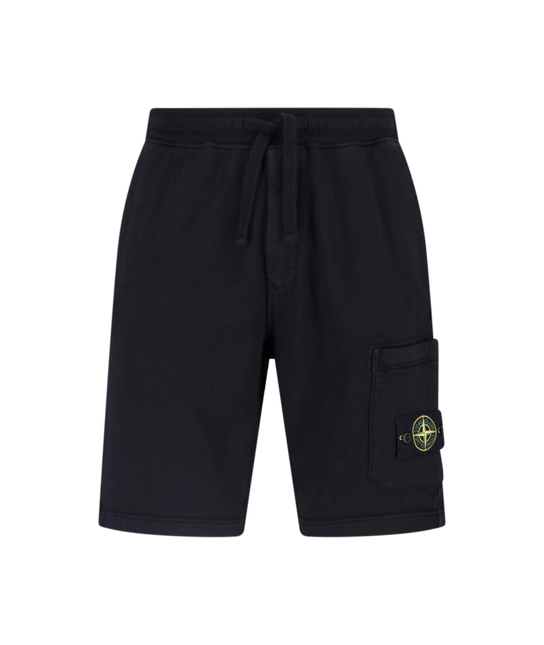 STONE ISLAND Черные хлопковые шорты, фото 1