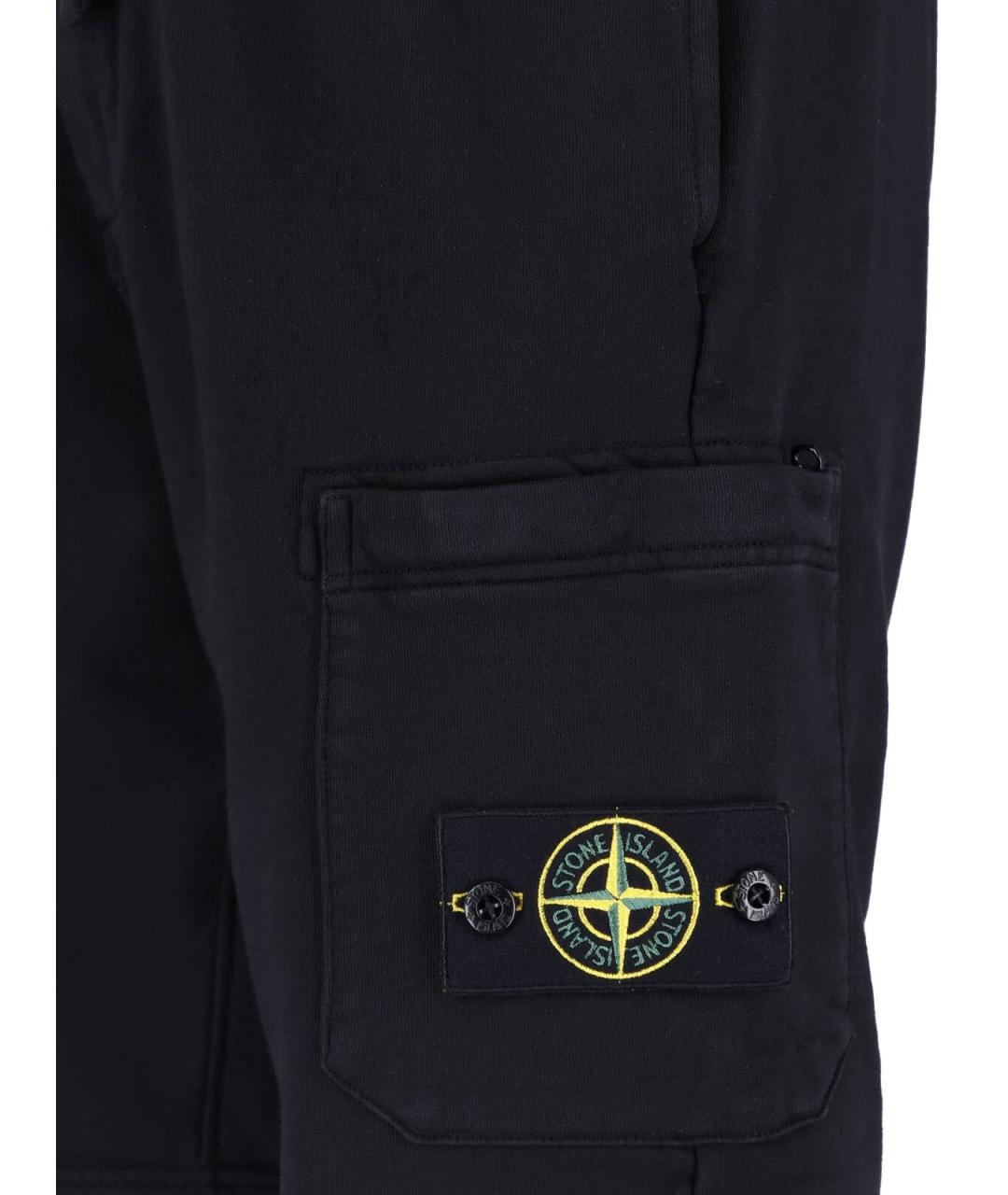 STONE ISLAND Черные хлопковые шорты, фото 4
