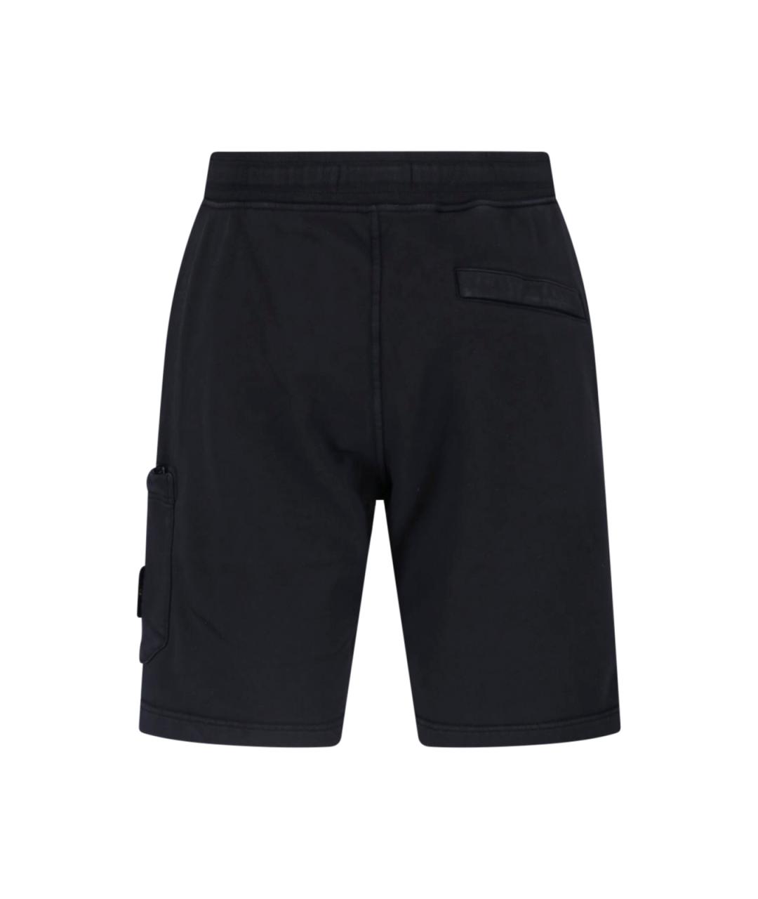 STONE ISLAND Черные хлопковые шорты, фото 2