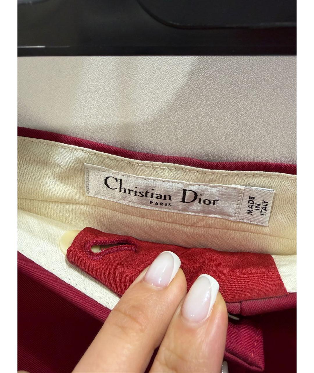 CHRISTIAN DIOR Бордовые шерстяные прямые брюки, фото 5