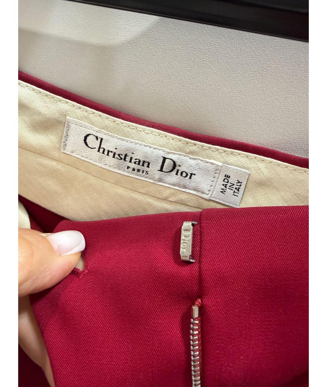 CHRISTIAN DIOR Бордовые шерстяные прямые брюки, фото 4