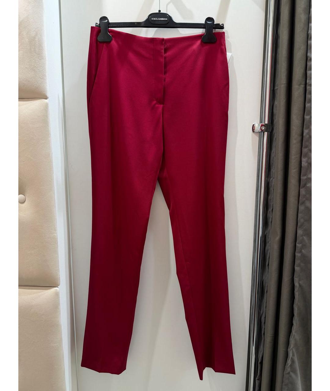 CHRISTIAN DIOR Бордовые шерстяные прямые брюки, фото 2