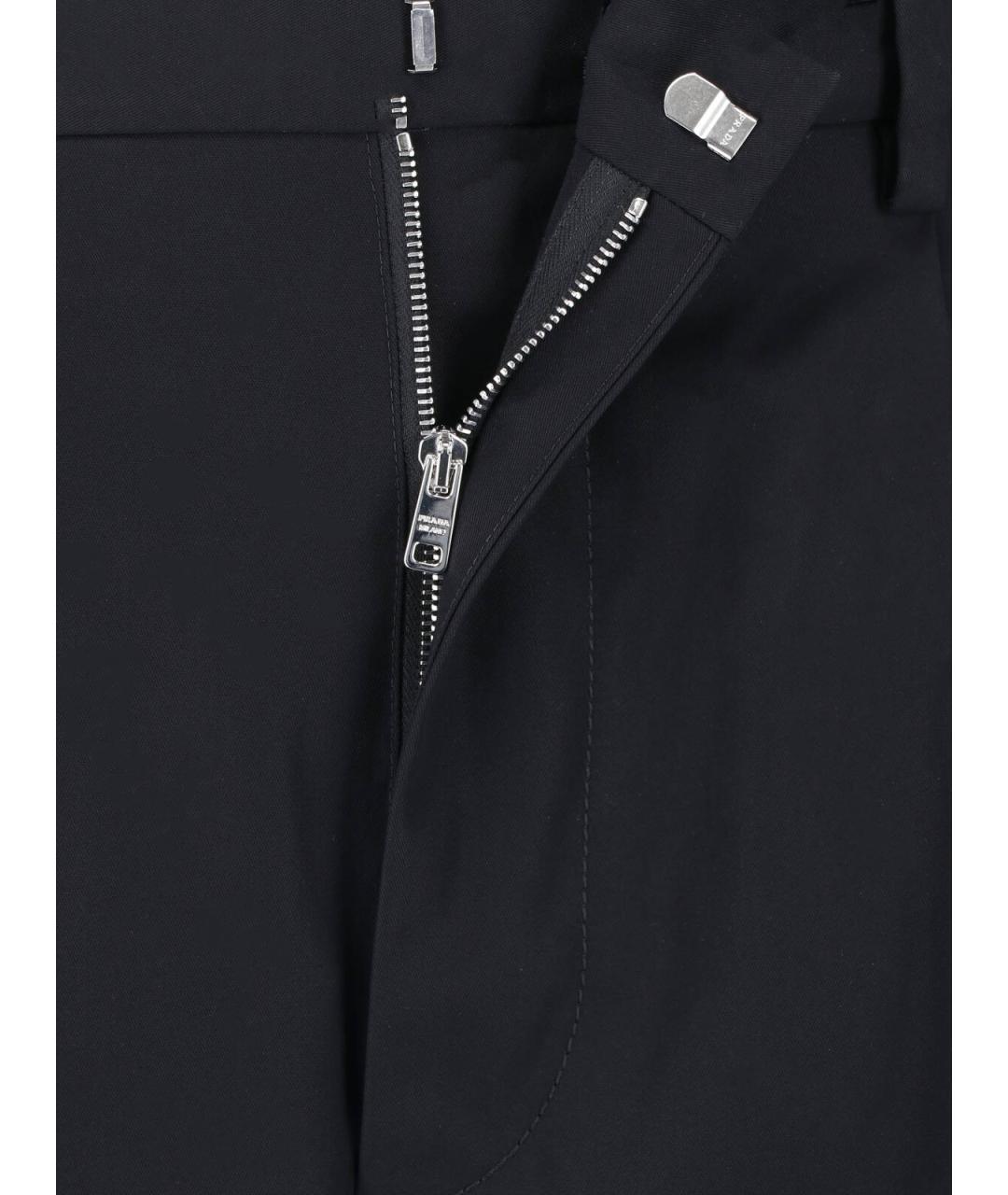 PRADA Черные хлопковые повседневные брюки, фото 4