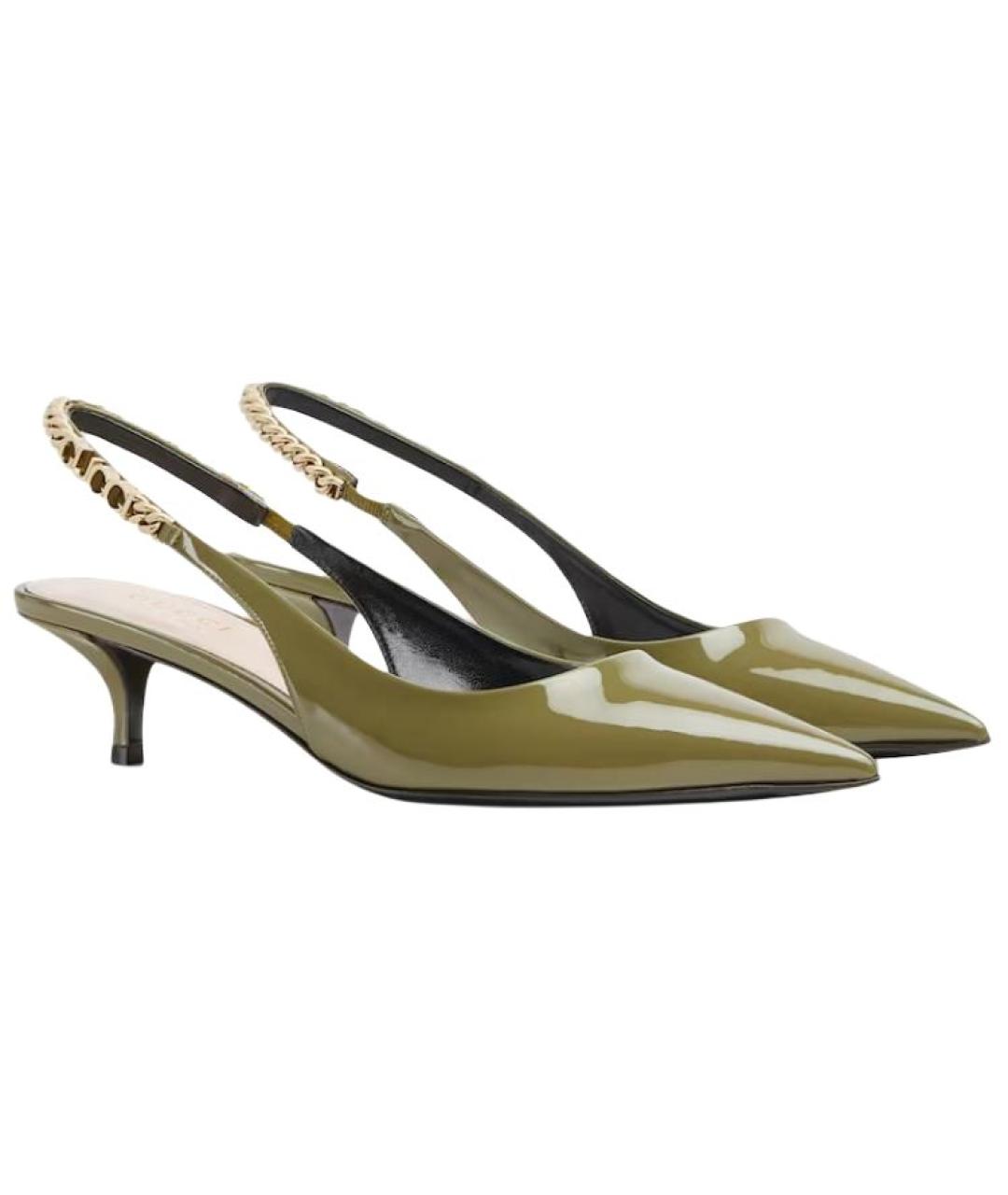 GUCCI Зеленые кожаные туфли, фото 2