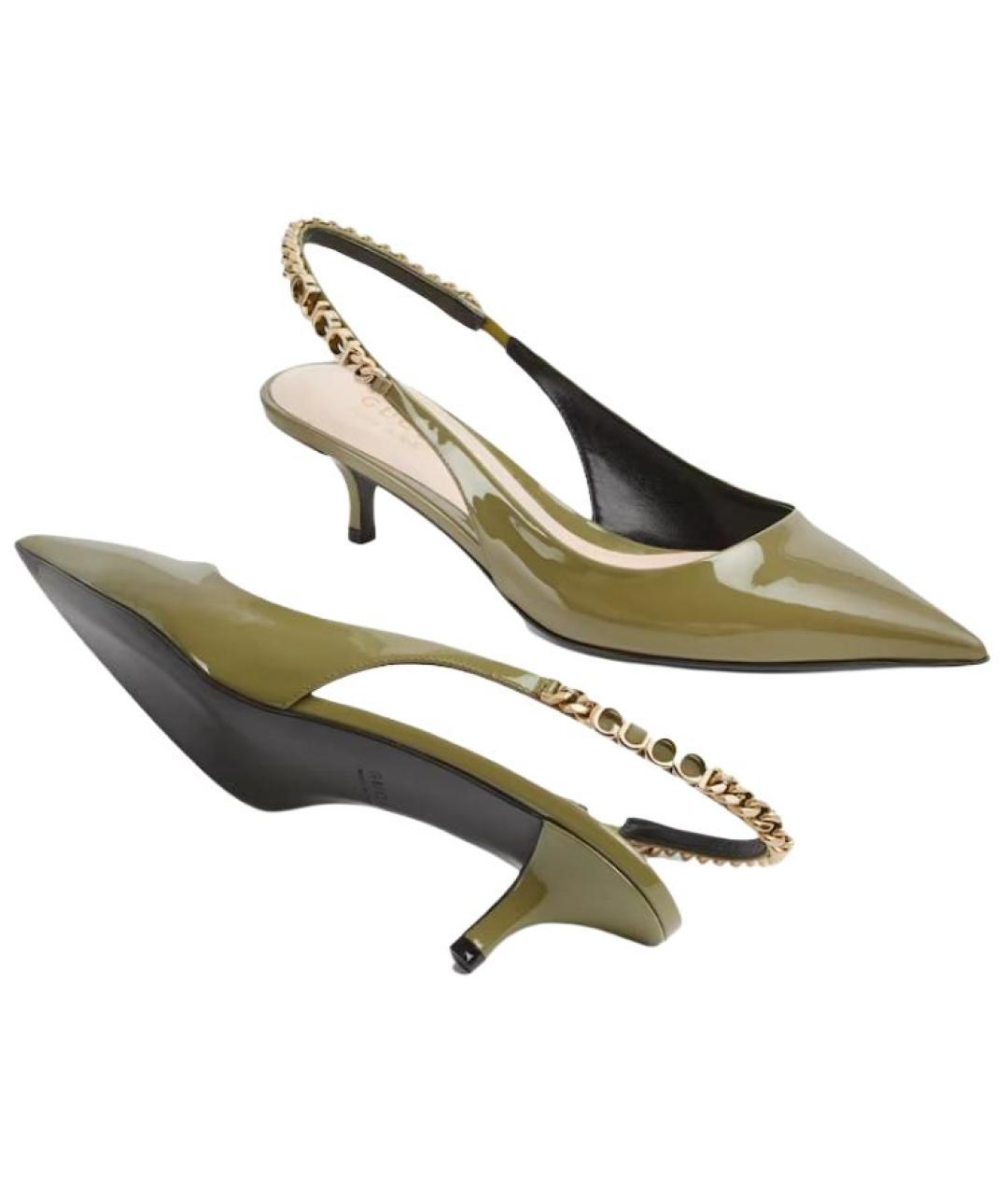 GUCCI Зеленые кожаные туфли, фото 5