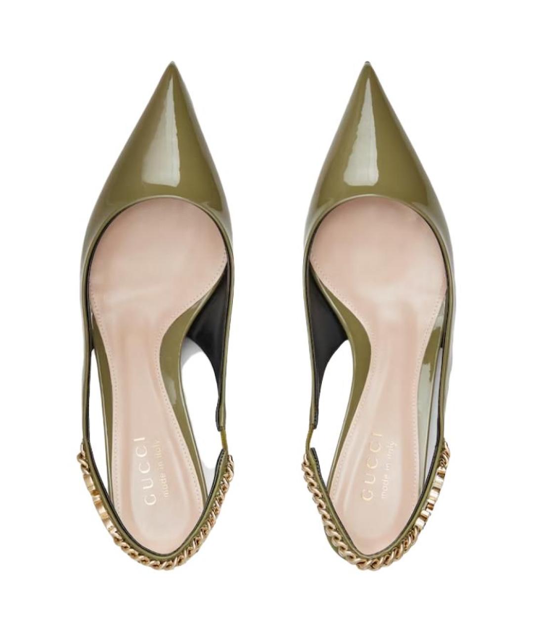 GUCCI Зеленые кожаные туфли, фото 3